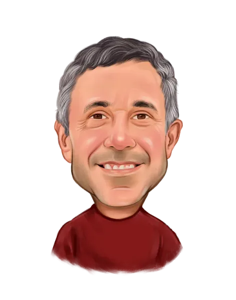 Custom digital caricature avatar drawn from a photo for social media and online branding