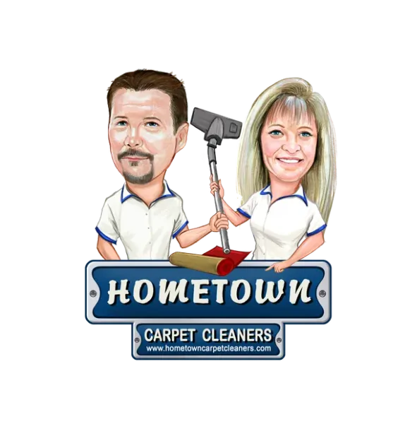 Custom caricature logo designed for Hometown Carpet Cleaners business branding