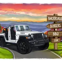 Caricature of a person with their Jeep