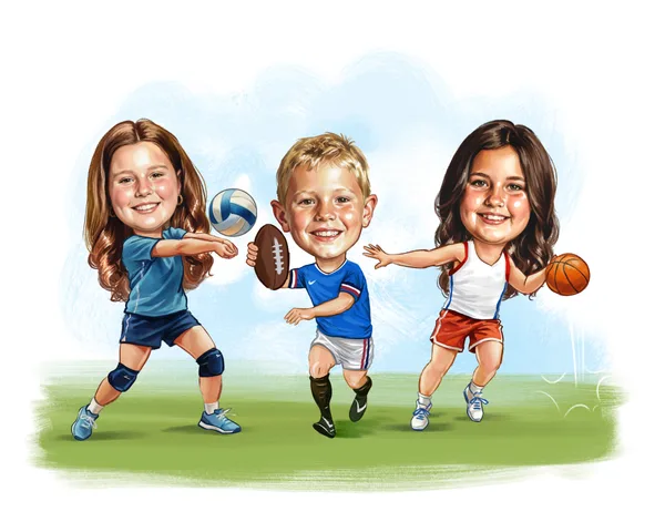 Young athlete in a sports uniform, custom caricature drawn from a photo