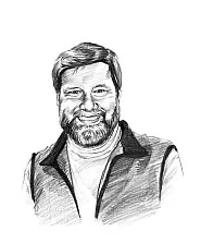 Pencil sketch caricature avatar drawn in classic black and white from a customer photo