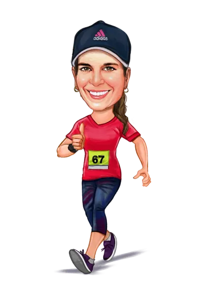 Caricature of a runner in action