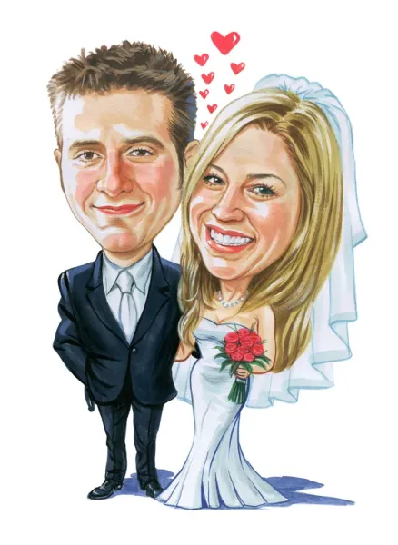 Custom wedding caricature keepsake drawn from a couple's photo
