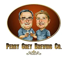 Hand-drawn caricature logo designed for a craft brewery's brand identity