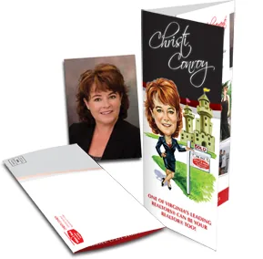 Custom caricature brochure designed for a real estate professional's marketing materials