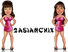 Custom digital caricature logo designed for the 2AsianChix brand by MyCaricature