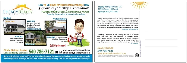 Custom caricature postcard designed for a realtor's direct mail marketing campaign