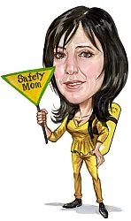 Hand-drawn caricature created for Safety Mom's business branding and marketing materials