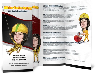 Custom caricature brochure designed by MyCaricature for a small business owner in Canada
